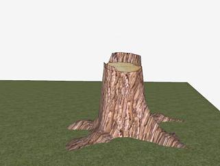 绿地树木树桩SU模型下载_sketchup草图大师SKP模型