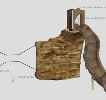 攀岩石木制滑梯SU模型下载_sketchup草图大师SKP模型