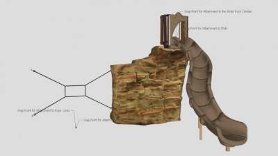 攀岩石木制滑梯SU模型下载_sketchup草图大师SKP模型