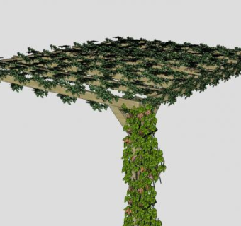 木质屋棚藤蔓SU模型下载_sketchup草图大师SKP模型