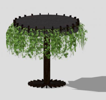 藤蔓树木喷泉桌SU模型下载_sketchup草图大师SKP模型