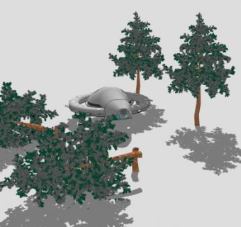 森林伐木的不明飞行物体SU模型下载_sketchup草图大师SKP模型
