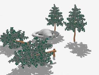 森林伐木的不明飞行物体SU模型下载_sketchup草图大师SKP模型