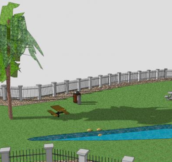 花园池塘绿地植物SU模型下载_sketchup草图大师SKP模型