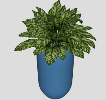 蓝色盆栽观赏植物SU模型下载_sketchup草图大师SKP模型