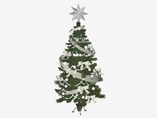 装饰星星的圣诞树SU模型下载_sketchup草图大师SKP模型