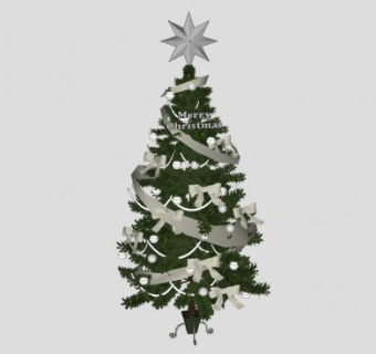 装饰星星的圣诞树SU模型下载_sketchup草图大师SKP模型