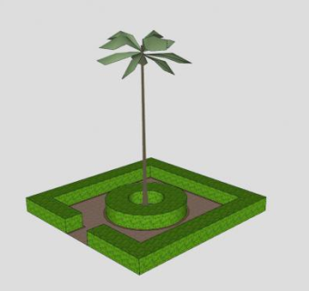 花园灌木棕榈树SU模型下载_sketchup草图大师SKP模型