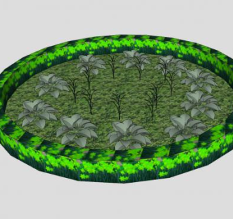 圆形花圃草本植物SU模型下载_sketchup草图大师SKP模型