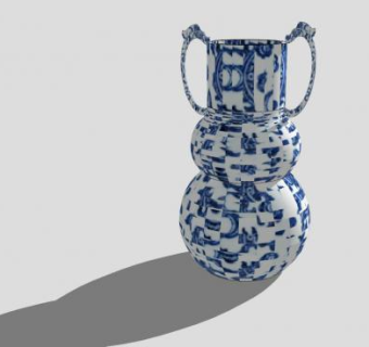 明代花瓶青花瓷SU模型下载_sketchup草图大师SKP模型