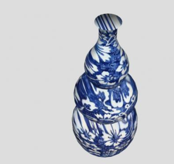 中式陶瓷青花瓷瓶SU模型下载_sketchup草图大师SKP模型