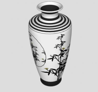中式竹鸟花瓶SU模型下载_sketchup草图大师SKP模型