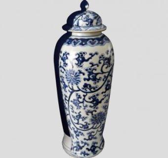 中式仿古青花瓷瓶SU模型下载_sketchup草图大师SKP模型