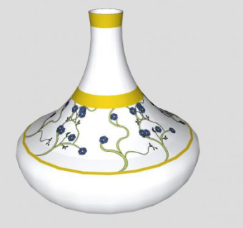 东方样式陶瓷花瓶SU模型下载_sketchup草图大师SKP模型