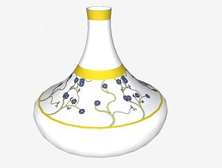 东方样式陶瓷花瓶SU模型下载_sketchup草图大师SKP模型