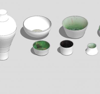 彩釉陶瓷花瓶瓷器SU模型下载_sketchup草图大师SKP模型