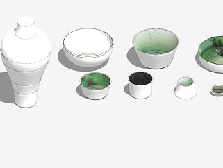 彩釉陶瓷花瓶瓷器SU模型下载_sketchup草图大师SKP模型