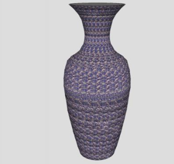 花纹彩瓷中式瓷瓶SU模型下载_sketchup草图大师SKP模型