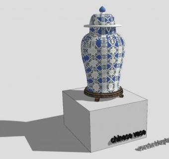中式陶制瓷瓶SU模型下载_sketchup草图大师SKP模型