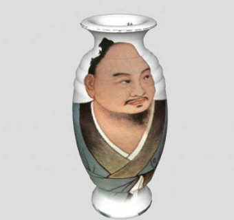 中式古代人葛洪画瓷瓶SU模型下载_sketchup草图大师SKP模型