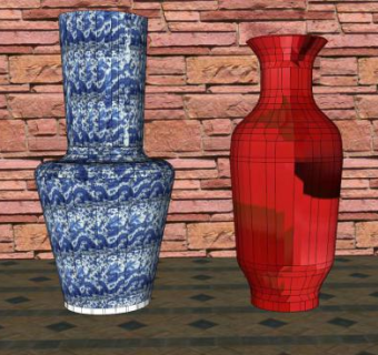 中式陶瓷花瓶SU模型下载_sketchup草图大师SKP模型