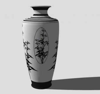 中式观音瓶瓷瓶SU模型下载_sketchup草图大师SKP模型