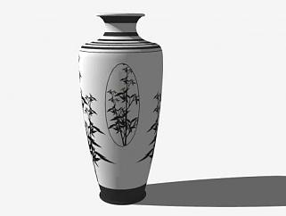 中式观音瓶瓷瓶SU模型下载_sketchup草图大师SKP模型