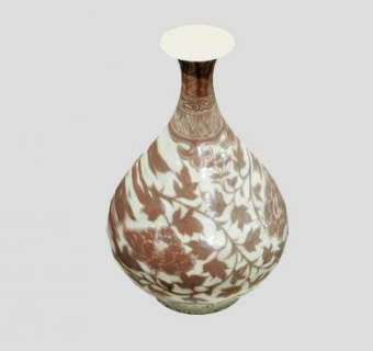 中式瓷釉花瓶SU模型下载_sketchup草图大师SKP模型