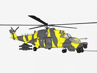 Mi-24雌鹿<em>直升机</em>SU模型_su模型下载 草图大师模型_SKP...