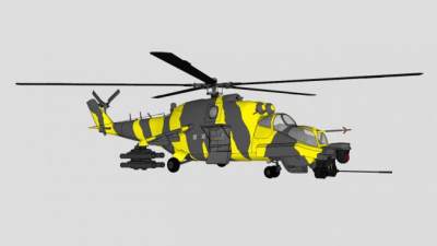 Mi-24雌鹿直升机SU模型_su模型下载 草图大师模型_SKP模型