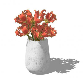花瓶里的鲜花SU模型下载_sketchup草图大师SKP模型
