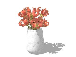 花瓶里的鲜花SU模型下载_sketchup草图大师SKP模型