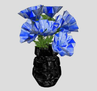 花瓶中的蓝色鲜花SU模型下载_sketchup草图大师SKP模型