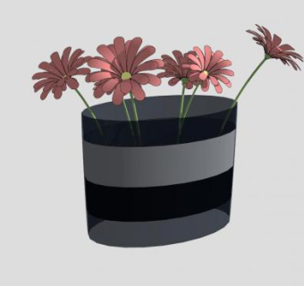 花瓶和花SU模型下载_sketchup草图大师SKP模型