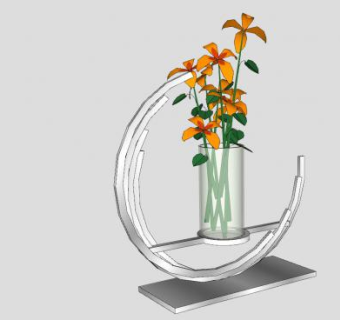 室内装饰花瓶和花SU模型下载_sketchup草图大师SKP模型