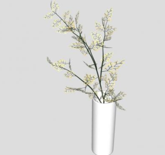 简洁陶瓷花瓶和花枝SU模型下载_sketchup草图大师SKP模型