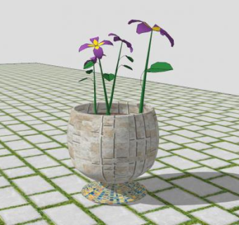 室外庭院花束盆栽SU模型下载_sketchup草图大师SKP模型