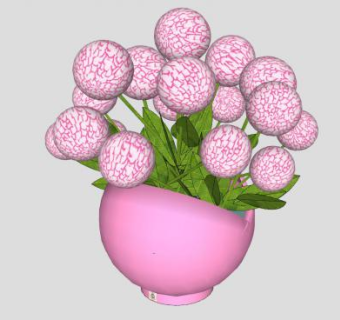 粉红花瓶和鲜花SU模型下载_sketchup草图大师SKP模型