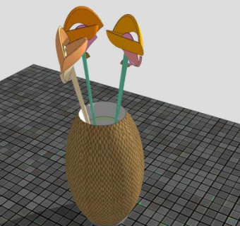 简约观花花瓶SU模型下载_sketchup草图大师SKP模型