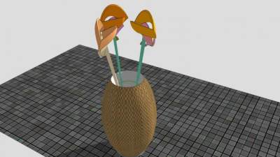 简约观花花瓶SU模型下载_sketchup草图大师SKP模型