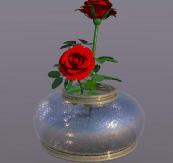 红玫瑰花卉盆栽SU模型下载_sketchup草图大师SKP模型