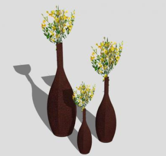 胆瓶型花卉盆栽SU模型下载_sketchup草图大师SKP模型