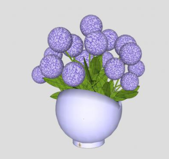 紫色花瓶和鲜花SU模型下载_sketchup草图大师SKP模型