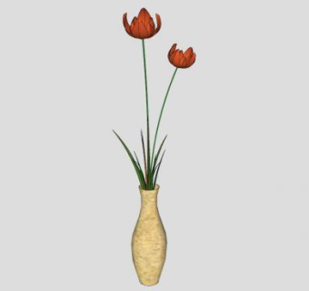室内陈设观赏花瓶SU模型下载_sketchup草图大师SKP模型