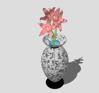 盛水的花卉花瓶SU模型下载_sketchup草图大师SKP模型