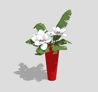 室内红色观花花瓶SU模型下载_sketchup草图大师SKP模型
