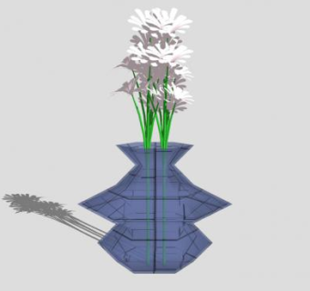 六角边花瓶花卉盆栽SU模型下载_sketchup草图大师SKP模型