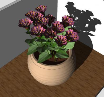 陶瓷盆栽紫色花卉SU模型下载_sketchup草图大师SKP模型