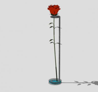红玫瑰和金属花架SU模型下载_sketchup草图大师SKP模型