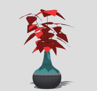 室内观叶红叶植物SU模型下载_sketchup草图大师SKP模型